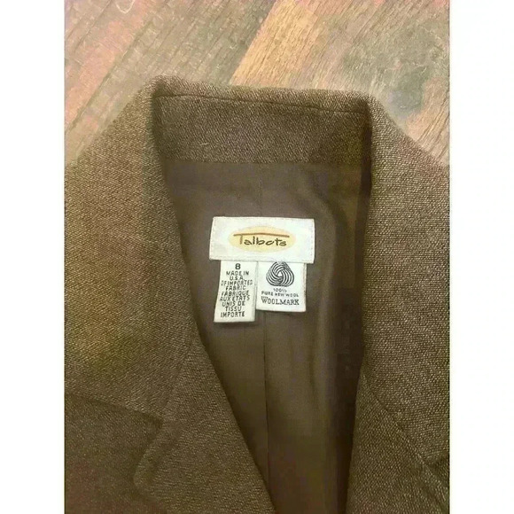 Talbots Vintage Classic Women’ s sz 8 100% Woolmark Tan Blazer Suit‎ Jacket - Picture 6 of 13